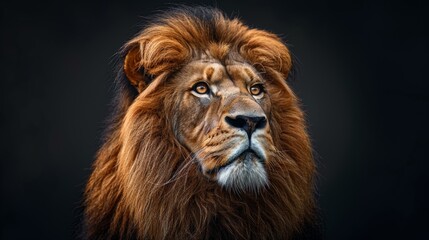 Majestic Lion with Rich Mane on Black Background