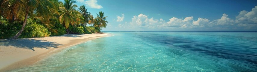 Tropical Island Beach Palms and Water Maldives