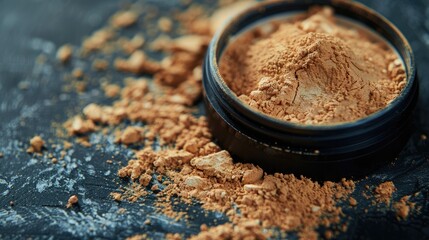 Natural and beautiful cosmetic powder for enhancing facial beauty - obrazy, fototapety, plakaty