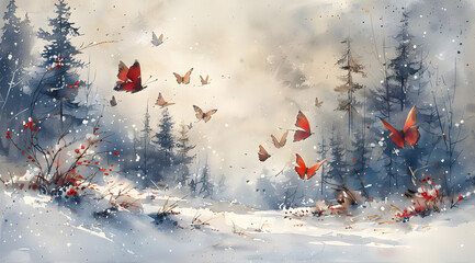 Winter's Embrace: Butterflies Bid Farewell Amidst Frosty Serenity