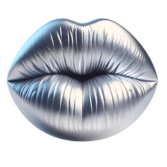 3d women lips silver translucent color illustration