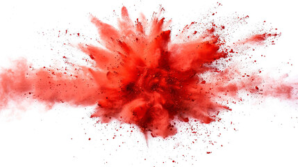 Red powder burst on white backdrop