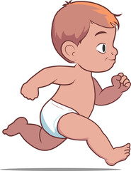 Baby boy on diaper vector drawing