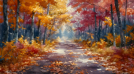 Seasonal Stroll: AR Forest Pathway Captures Summer to Autumn Transition