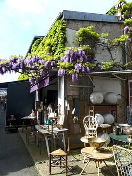Paris, April 2024 - Visit to the Saint Ouen flea market outside Paris