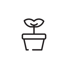 Gardening Plant Pot Line Icon