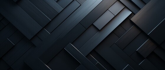 Simple 3D geometric patterns in dark tones, minimal style