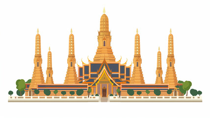 Flat image of temple on white background