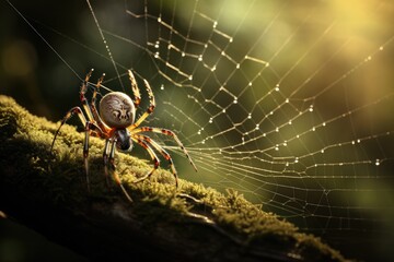 A spider building a web to catch prey.