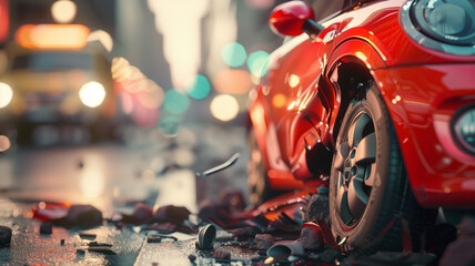 Image of a car that was involved in a road accident for advertising insurance business 1