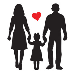 Silhouette of a couple with heart. Vector icon