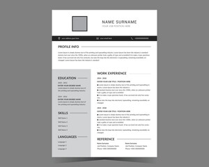 CV template or modern resume and vector design.