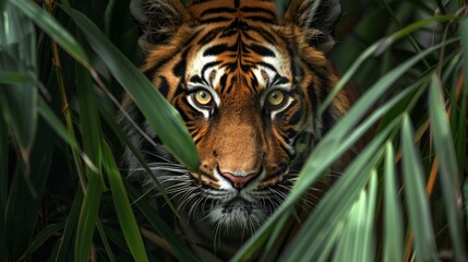 Hiding tiger in the forest
