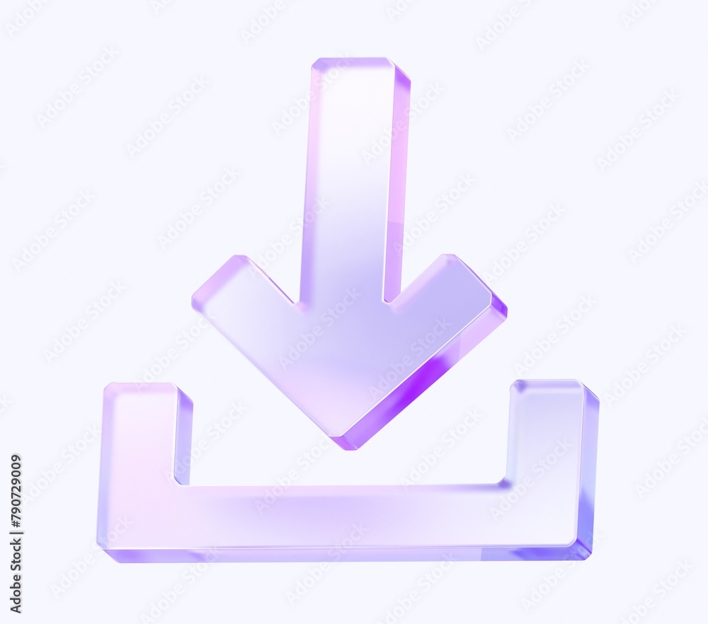 Poster download arrow icon with colorful gradient. 3d rendering illustration for graphic design, ui ux desi