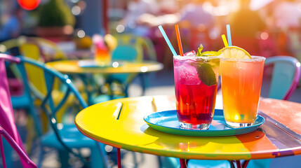 Colorful Mocktail drink glasses