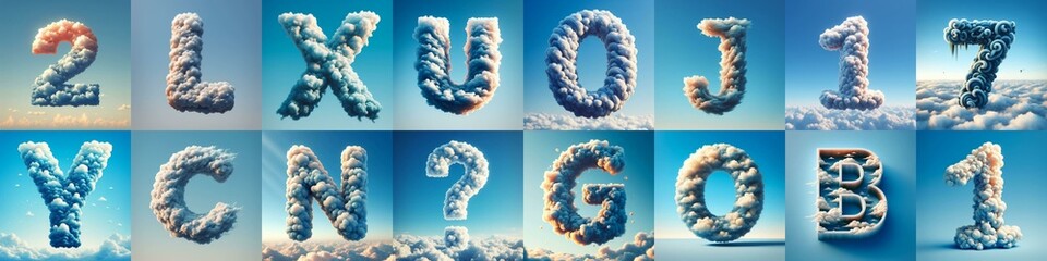 Naklejka premium Cloud lettering. AI generated illustration