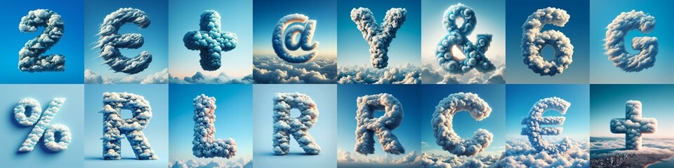Naklejka premium Cloud lettering. AI generated illustration