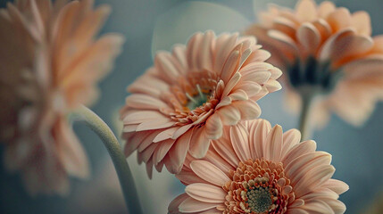 Beautiful delicate pastel orange flowers close up. - obrazy, fototapety, plakaty