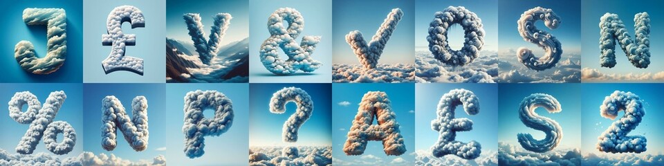 Cloud lettering. AI generated illustration