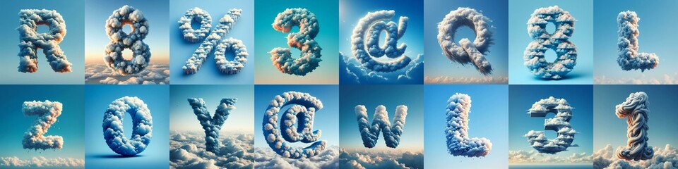 Fototapeta premium Cloud lettering. AI generated illustration