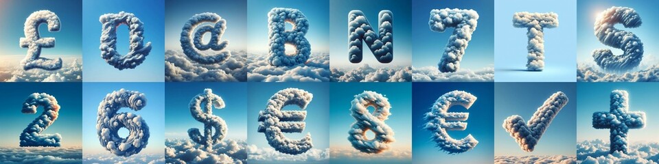 Cloud lettering. AI generated illustration