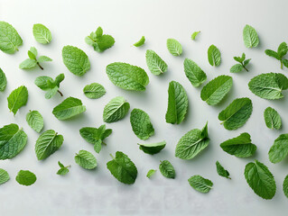 Fresh Mint Leaves Isolated on White Background for Healthy Concepts