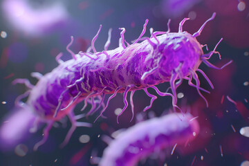 illustration of a prokaryotic microorganism, parasite bacteria, bacillus or bacterium under the microscope, epidemiology