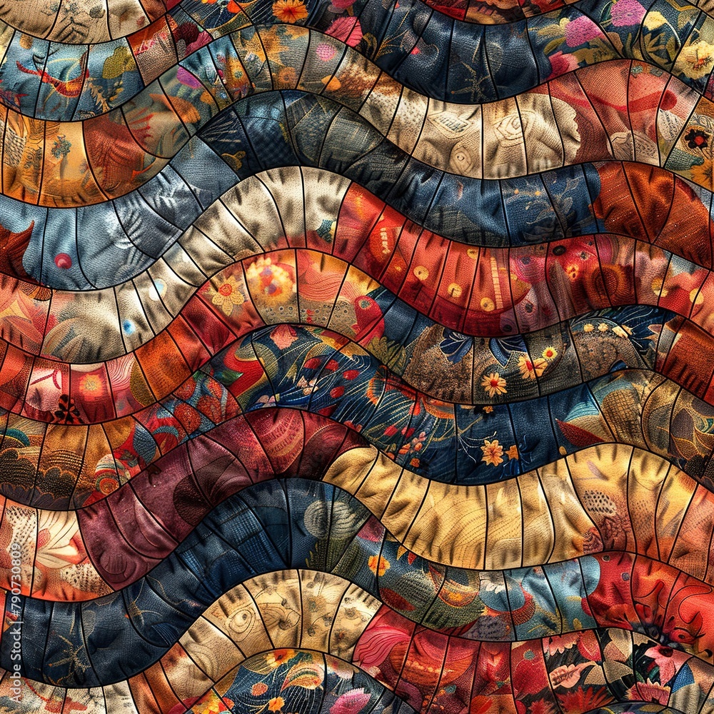 Poster seamless patterns of 3d quotes, draped in bohemian tapestry textures. seamless pattern, fabric patte