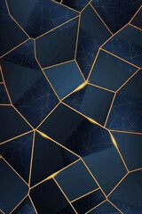 Abstract elegant geometric dark blue and gold pattern for background 