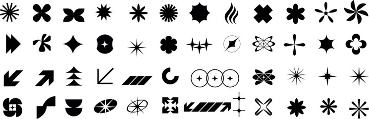 abstract shape, Vector icon set, black symbols collection, arrows, stars, abstract shapes, design elements, web graphics