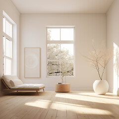 Fototapeta na wymiar A minimalist room, clean and elegant.