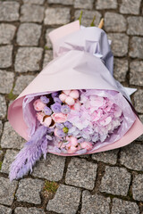 Large bouquet of hydrangeas, peonies and other small flowers