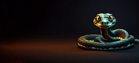 The brown snake coiled up - obrazy, fototapety, plakaty