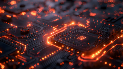 Futuristic Technology Background with Glowing Circuit Pattern
