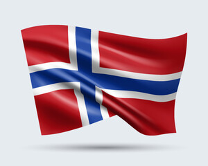 Vector illustration of 3D-style flag of Norway isolated on light background. Created using gradient meshes, EPS 10 vector design element from world collection