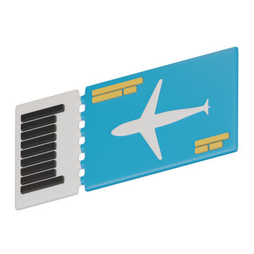 Passenger Plane Ticket and Boarding Pass. 3D render