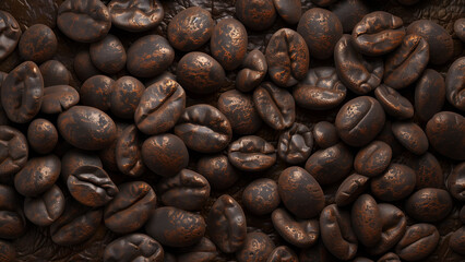 Obraz premium Roasted Ridges: The Textured Surface of Coffee Beans