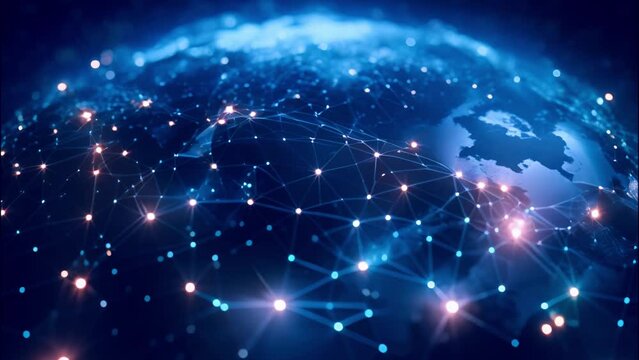 Worldwide network connection, digital telecommunication, big data, digital transformation, cloud computing, IoT, cryptocurrency, blockchain. Metaverse digital world planet cyber Earth