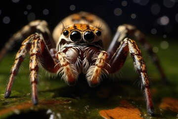 A spider hunting by actively stalking its prey.