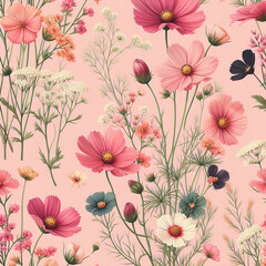 Watercolor Summer Flower Background Illustration.	 - 790736418
