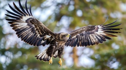 Obraz premium Eagle in flight and GPS tracking circuits for conservation studies