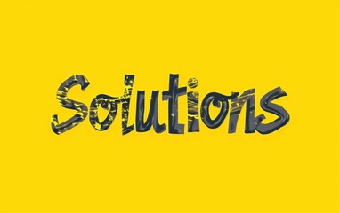 Solutions in Bold Letters on a Yellow Color Background - Strategy, Problem Solving, Innovation - Education, Business.