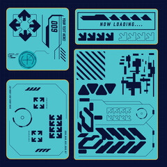 cyberpunk scifi gaming futuristic icon hud pattern seamless set collection template, 2d illustration rendering vector © issaronow