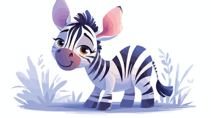 Fototapeta na wymiar Cartoon cute zebra 2d flat cartoon vactor illustrat
