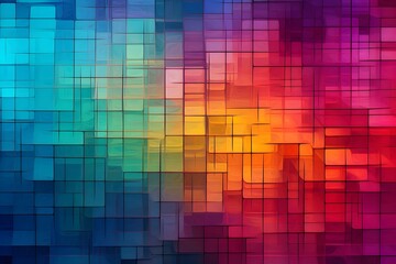 Rainbow colorful Psychedelic, multicolored grid with variable proportions abstract art banner background wallpaper with copy space 