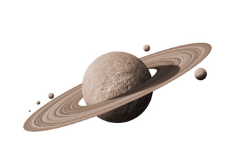 Fototapeta premium saturn planets in deep space with rings and moons surrounded. isolated with clipping path