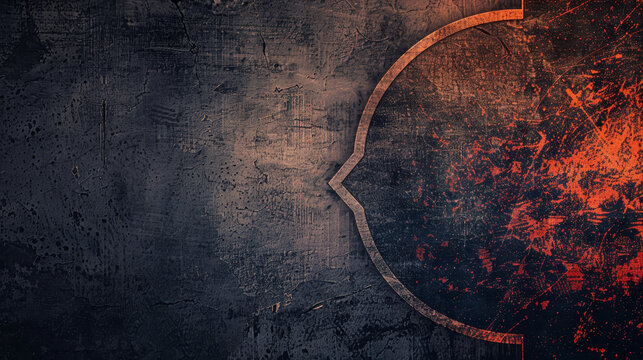Rusty semi circular frame on a textured grunge background.