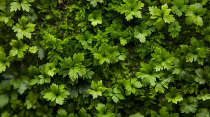 Fototapeta premium Lush Green Moss and Succulents Top View for Natural Backgrounds