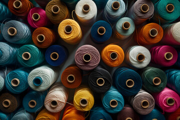 Abundant Collection of Colorful Sewing Threads Texturized Background