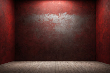 red wall and floor empty room with copy space - obrazy, fototapety, plakaty